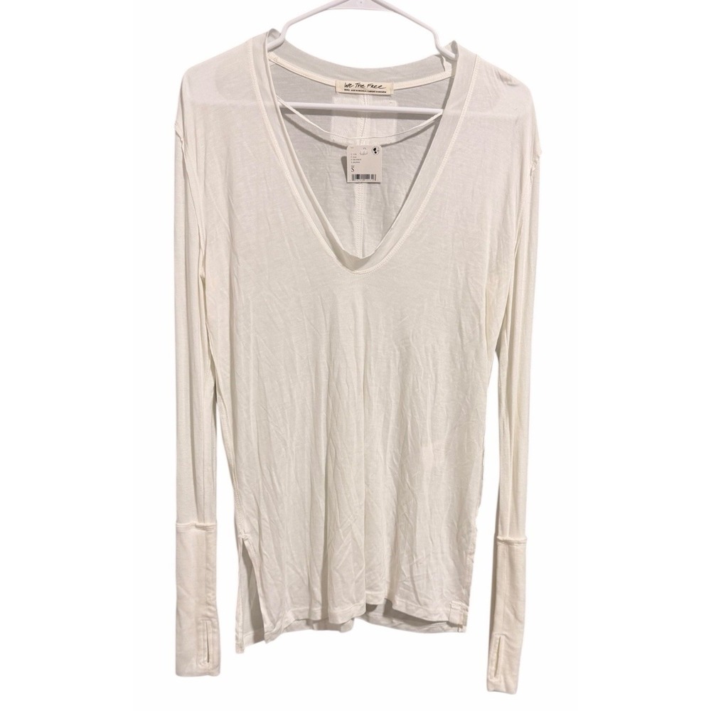 Free People We the Free Fresh & Clean Long Sleeve Top Ivory Women's Size Small